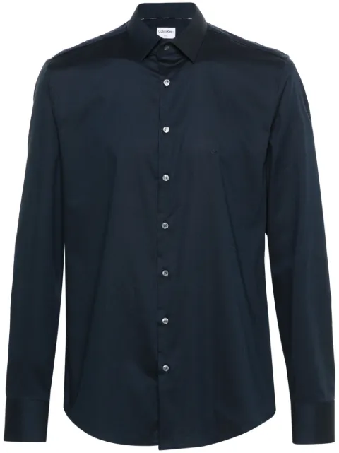 Calvin Klein monogram-embroidered cotton shirt Blue K10K112301