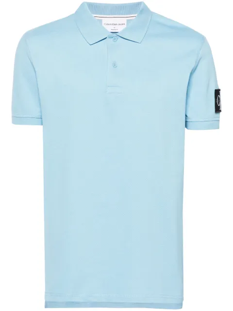 Calvin Klein Jeans logo-patch piqué polo shirt Blue J30J323394