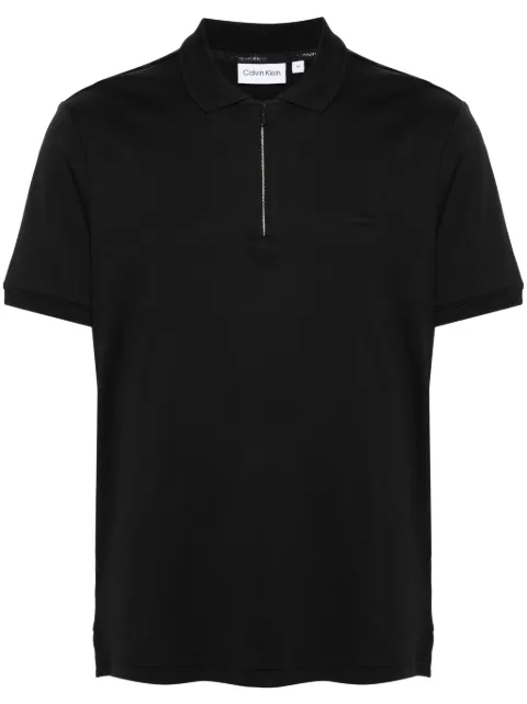 Calvin Klein logo-patch organic cotton polo shirt Black K10K112754