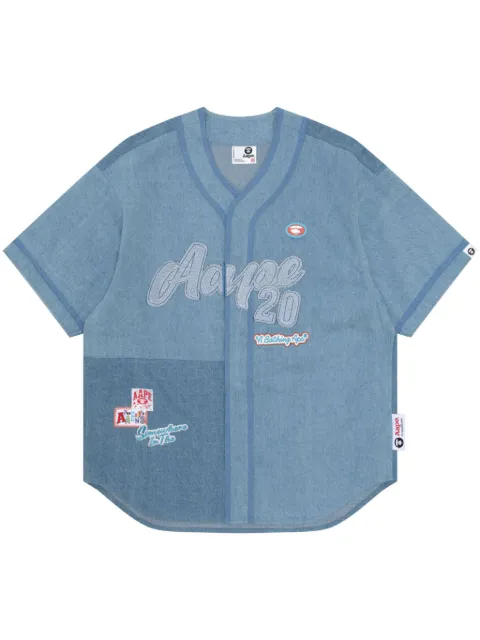 A BATHING APE® logo-appliqué denim shirt Blue ASR8488XXM