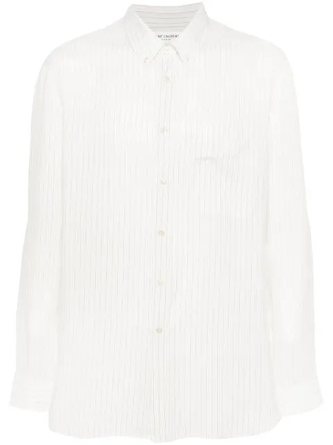 Saint Laurent logo-embroidered striped shirt White 712700Y1I53