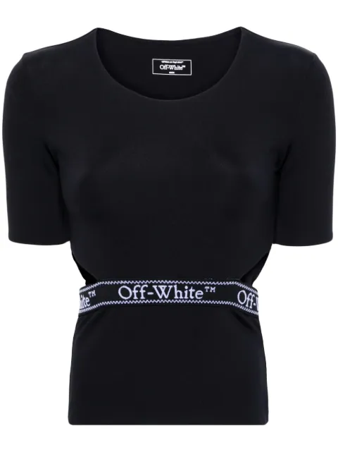 Off-White logo-tape open-back T-shirt Black OWVA043S24JER0011001