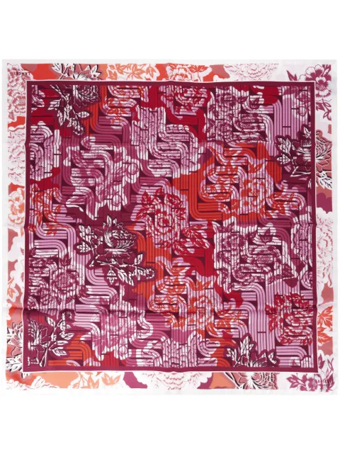 Lancel Pivoine Optical-print silk scarf Red A12556Z3TU