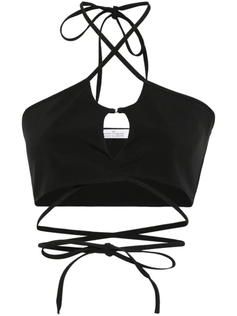 Rokh crossover-straps cropped top Black R24SF006PM
