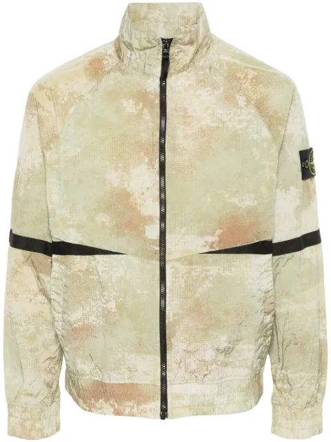 Stone Island Compass-badge abstract-print jacket Neutrals 8015661E1