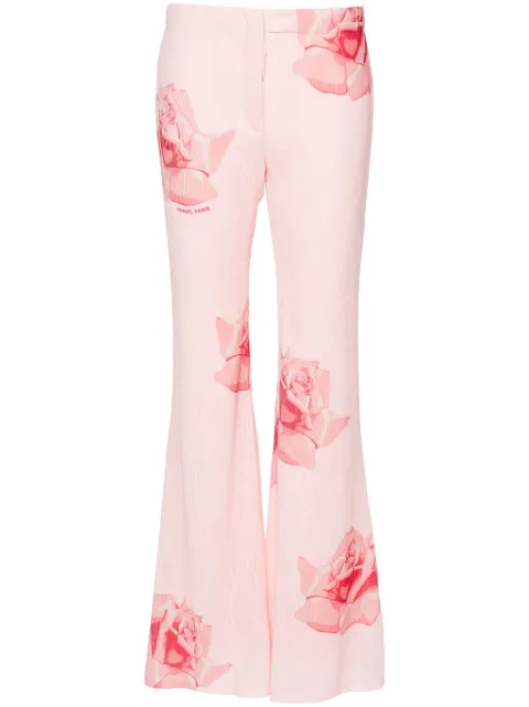 Kenzo rose-print flared trousers Pink FE52PA0859E1