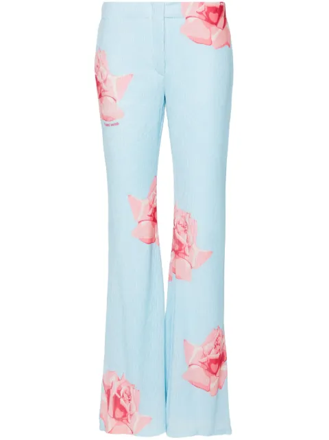 Kenzo rose-print flared trousers Blue FE52PA0859E1