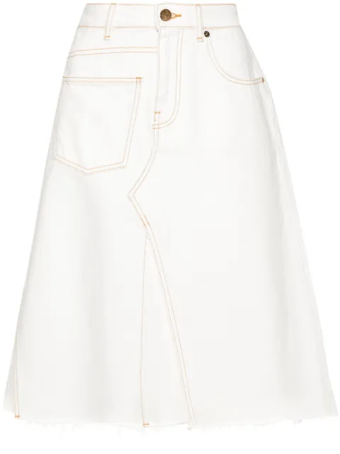 Tory Burch Deconstructed denim skirt Neutrals 158016