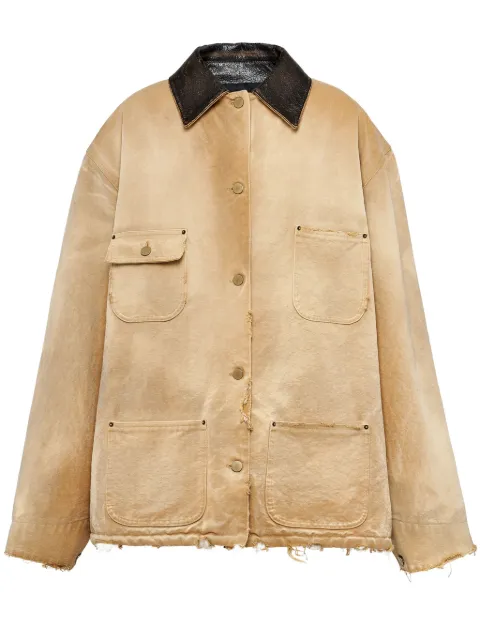 Prada distressed canvas jacket Neutrals 29X181SOOO145O