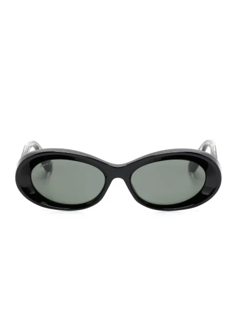 Gucci Eyewear logo-debossed oval-frame sunglasses Black 778271J0740