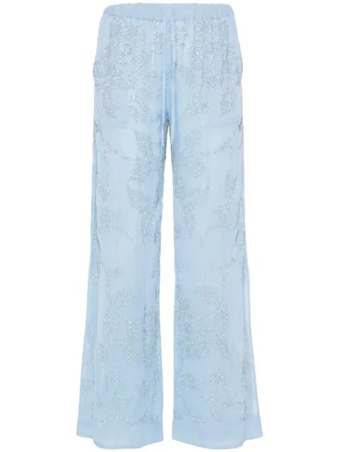 P.A.R.O.S.H. Rilda beaded wide-leg trousers Blue RILDAD230710