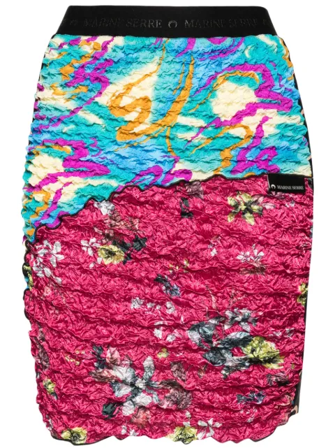 Marine Serre crinkled patchwork skirt Black USK030CJER0003
