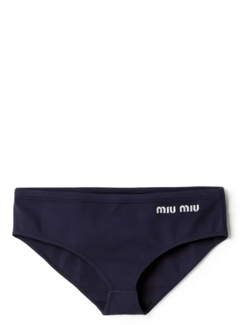 Miu Miu logo-embroidered bikini bottoms Blue MMP248SOOO14SJ