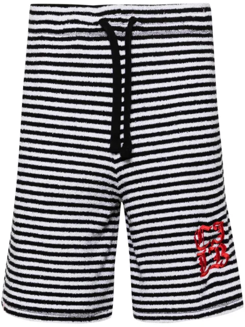 Charles Jeffrey Loverboy striped towelling shorts Black 43040101