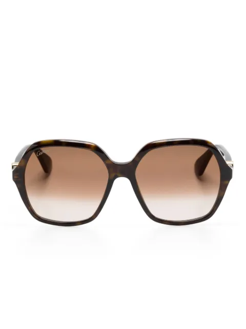 Cartier Eyewear logo-plaque geometric-frame sunglasses Brown CT0470S002