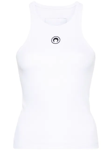 Marine Serre Crescent Moon-embroidered tank top White WTT014ACJER0011WH10