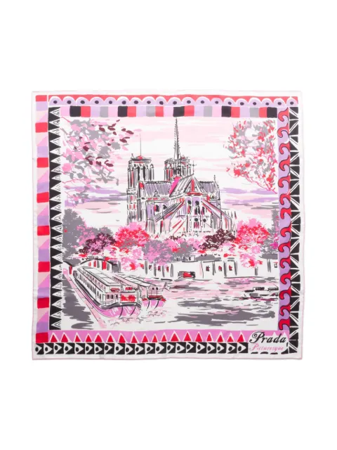 Prada Pittoresque Paris silk scarf Pink 1FF0012A92