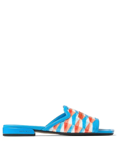Jimmy Choo Nako diamond-print slides Blue NAKOFLATCIV