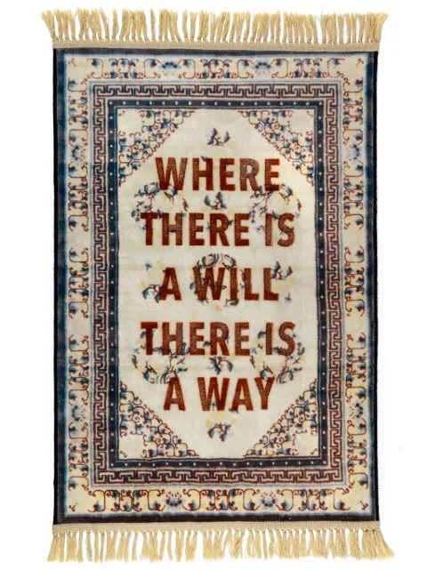 Seletti slogan-print burnt carpet (120cm x 80cm) White 18242