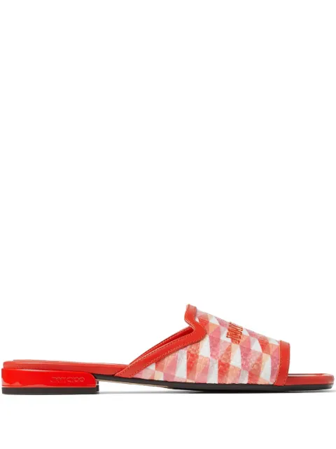 Jimmy Choo Nako diamond-print slides Red NAKOFLATCIV