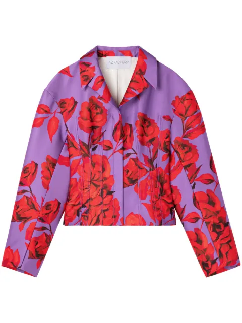 AZ FACTORY Hibiscus-print cropped jacket Purple 23JKT061PP3