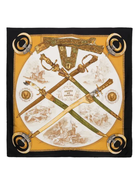 Hermès Pre-Owned 1970s Armes De Chasse silk scarf Black 1501489