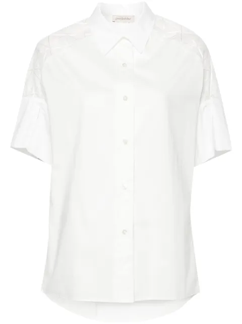 Gentry Portofino sheer-panel cotton shirt White S4GD210FY