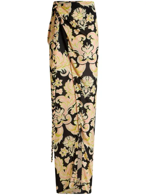 ETRO floral-print sarong skirt Black WRFA003099IA415