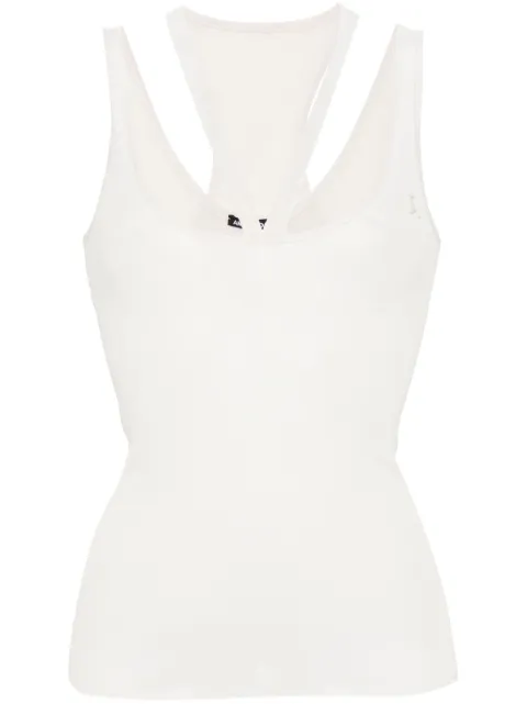 ANDREĀDAMO fine-ribbed cut-out tank top Neutrals ADPS24TO04747473