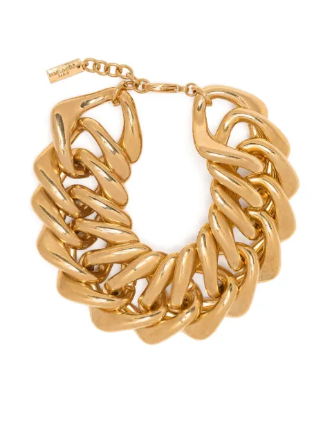 Saint Laurent Pre-Owned curb-chain chunky bracelet Gold DPHEYSL7664