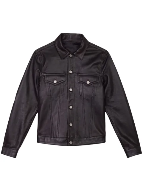 Purple Brand button-up leather shirt jacket Black P028LBBT422
