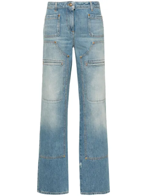 Palm Angels knee-panel mid-rise straight jeans Blue PWYA034S24DEN0014040