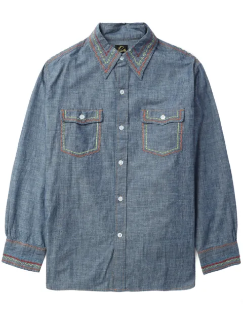 Needles contrast-stitching denim shirt Blue OT211