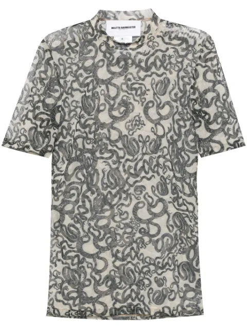 Melitta Baumeister snake-print semi-sheer T-shirt Multicolour MB55SS24