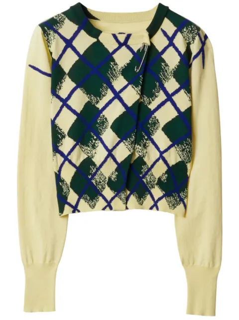 Burberry argyle-intarsia cropped cotton jumper Yellow 8080924