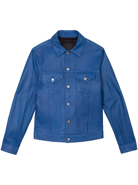 Purple Brand leather shirt jacket Blue P028LGBT422