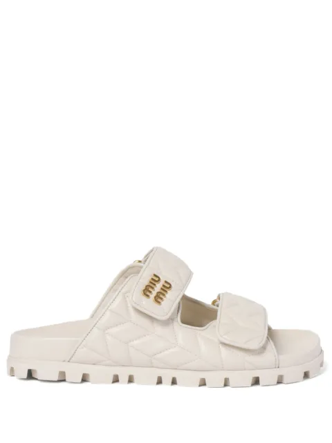 Miu Miu Matelassé nappa leather slides White 5XX640F01088T