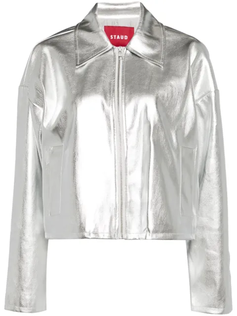 STAUD Lennox metallic-effect jacket Silver 6428176
