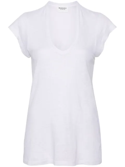 MARANT ÉTOILE Zankou linen T-shirt White TS0014FBB1N17E