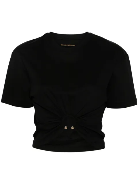 Rabanne T-shirt in black cotton with signature piercing detail Black 23AJTO539CO0485