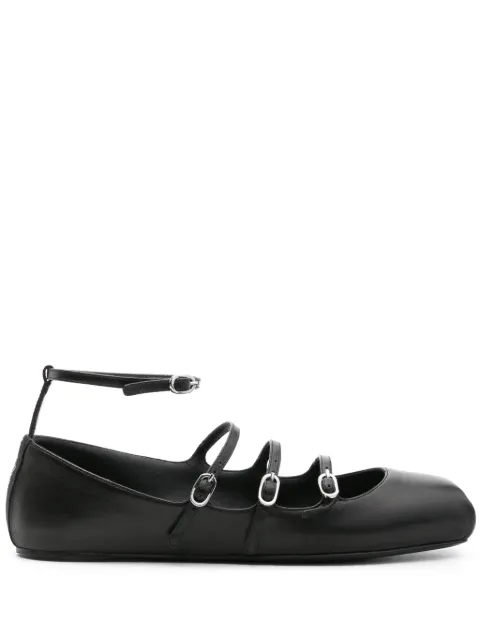 Alexander McQueen buckled-straps leather ballerina shoes Black 780745WIEN5