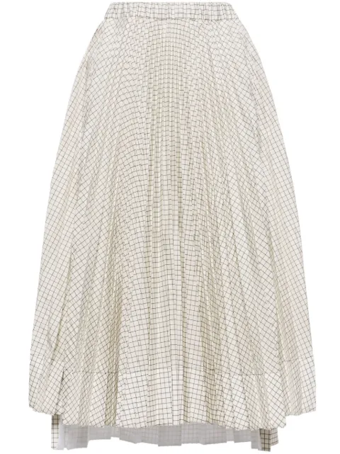Plan C grid-pattern taffeta midi skirt White GOCAD30E00TP106