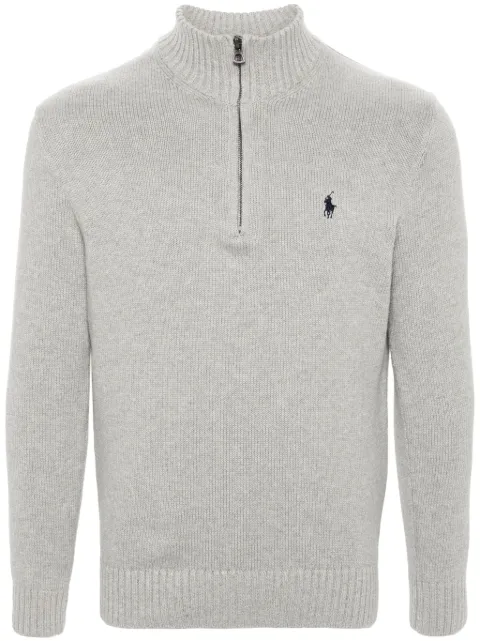 Polo Ralph Lauren Polo-Pony-embroidery cotton jumper Grey 710859939001