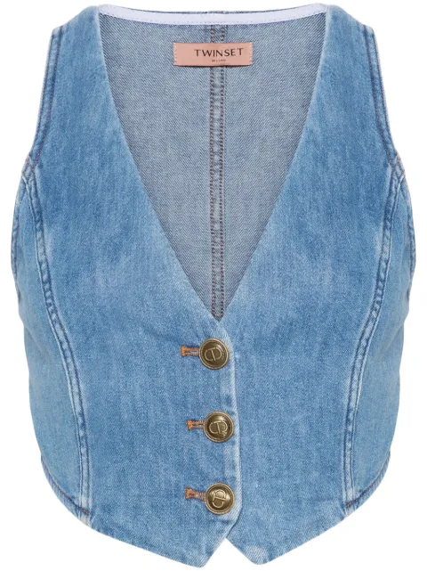 TWINSET button-up denim waistcoat Blue 241TP2632