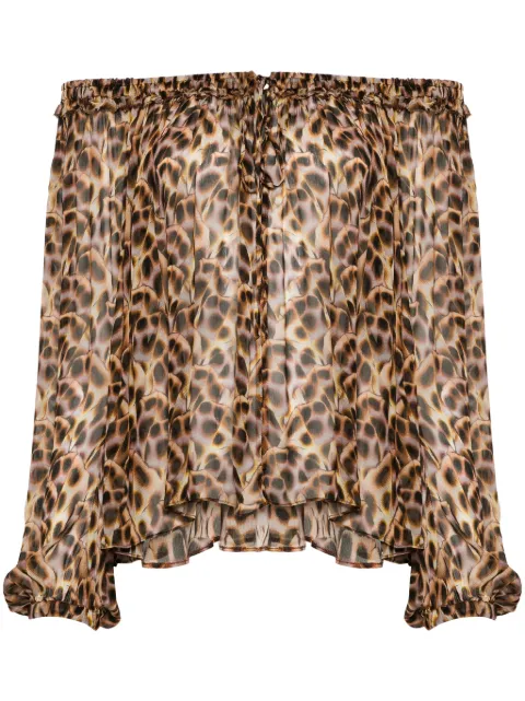MARANT ÉTOILE Vutti off-shoulder blouse Brown HT0346FAB1J11E