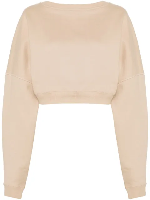 Saint Laurent logo-embroidered cropped sweatshirt Neutrals 770879Y36SW