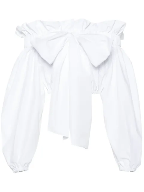 Patou bow-detail cotton crop top White TO0430017001W