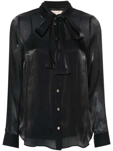 Michael Michael Kors crinkled pussy-bow shirt Black MS440I88BB