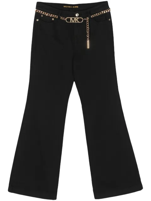 Michael Michael Kors chain-belt flared cotton jeans Black MF390418AA