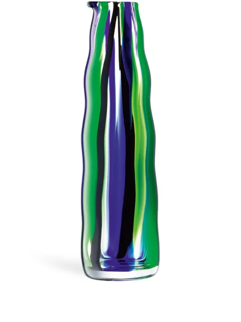 LSA International Folk striped glass vase (30cm x 8cm) Green G177436124